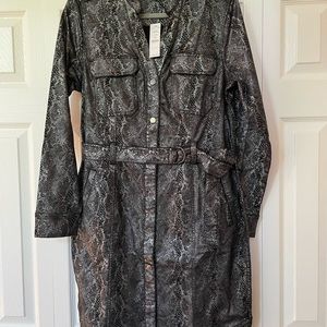 WHBM Snake Print Foil Shirt Dress NWT